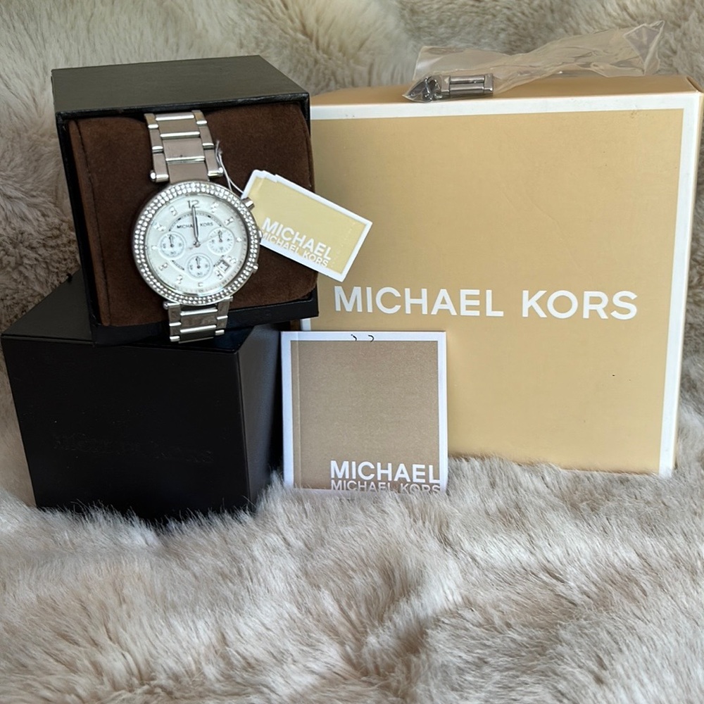 Michael Kors Silver-Tone Glitz Parker Watch
